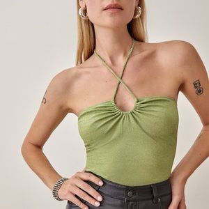 NWT Reformation Shiny Halter Top
